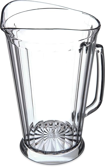 Carlisle FoodService Products Crystalite Tall Pitcher Rounded Pitcher for Restaurants, Catering, Kitchens, Plastic, 60 Ounces, Clear