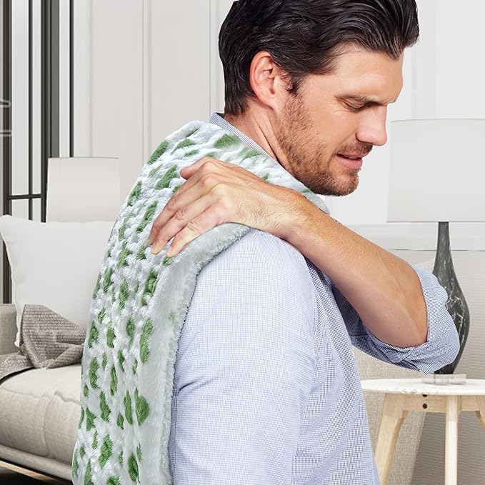 HELLOMOTO 12" x 24" Heating Pad for Back Pain Relief, 12 Heat Settings Electric Heating Pad for Neck and Shoulder, Machine Washable, Moist Heat Pad(Green)