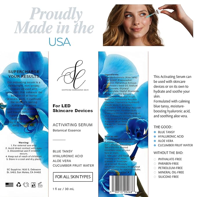 Red Light Therapy Activation Essence | Amplifies LED Wands, Masks & Skincare Devices | Blue Tansy, Aloe, Cucumber & Hyaluronic Hydration | Clean Formula | Use w/Home Skincare Technology