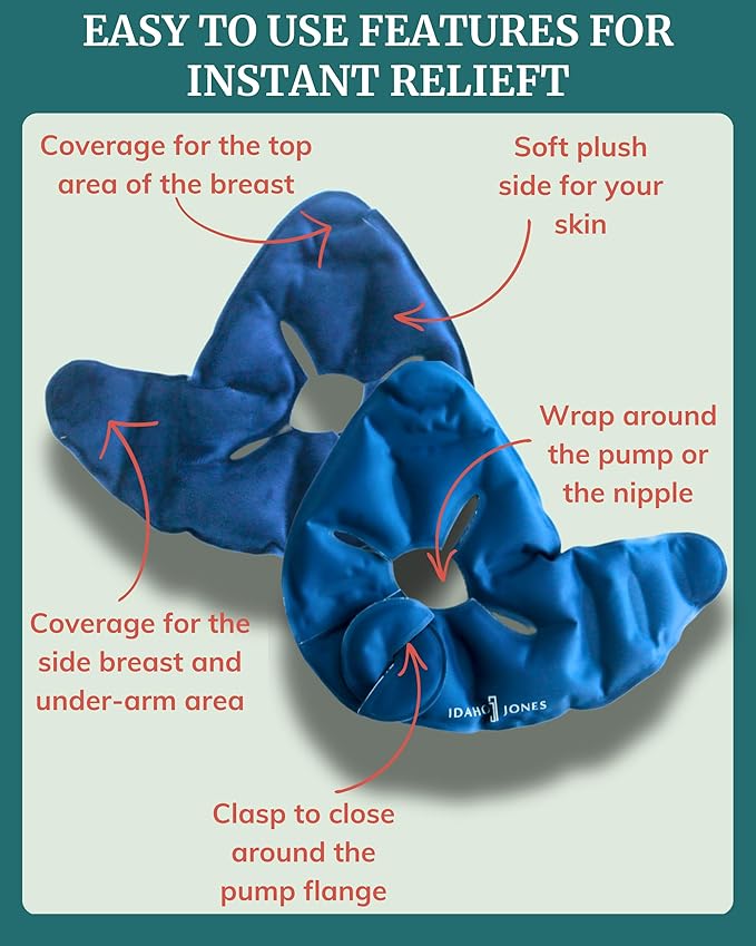 Breast Heating Pad & Cooling Gel Packs (x2) | Ice & Heat Therapy for Breastfeeding, Post Surgery Recovery, Mastectomy, Augmentation, Reduction | Hot & Cold