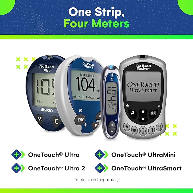 Blood Glucose Test Strips – 50 Count – Compatible with Ultra, Ultra2, UltraMini & UltraSmart Meters – Glucose Strips for Blood Testing for Home Use