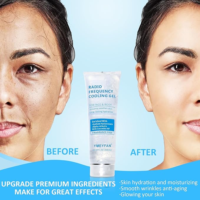 YMEYFAN Conductive Gel for Microcurrent Radio Frequency Facial Device Cooling Gel, Fragrance-Free, Sodium Hyaluronate, Alpha-Arbutin, Bifida Ferment Lysate, Hydrating Premium Primer(900ML)