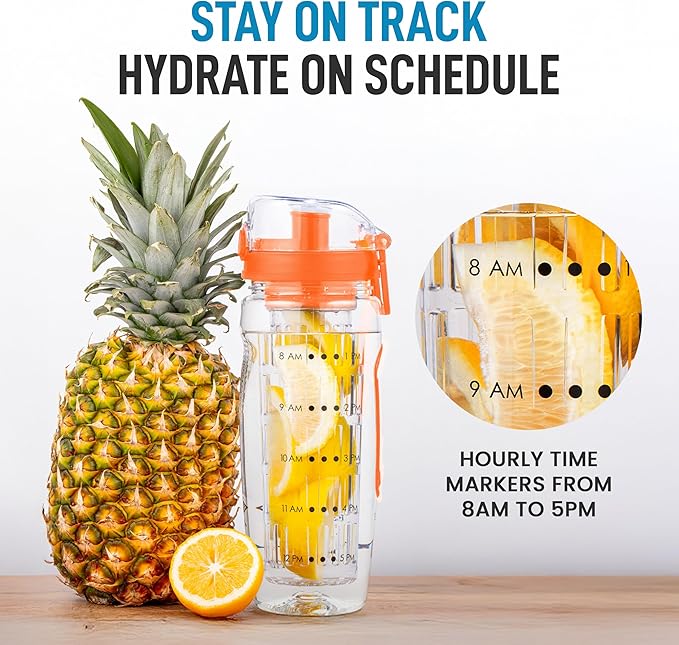 Zulay Fruit Infuser Water Bottle - 34oz - Leakproof With Full-Length Infusion Rod - Men Women's Ideal Fitness Gift Or For Gym, Camping