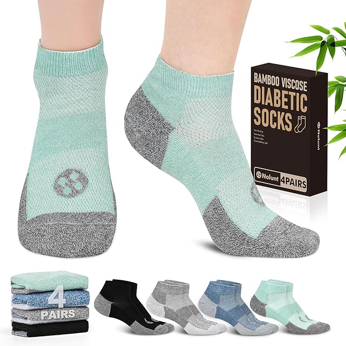 Diabetic Socks for Men,4 & 6 Pairs Low Cut Bamboo Viscose Wide Mens Diabetic Socks Size 9-11 10-13