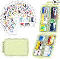 Travel Pill Organizer with Medicine Labels, 10 Compartments Travel Medicine Organizer Daily Small Pill Container Travel Pill Box Purse Pill Case (Yellow, 189 Lables)