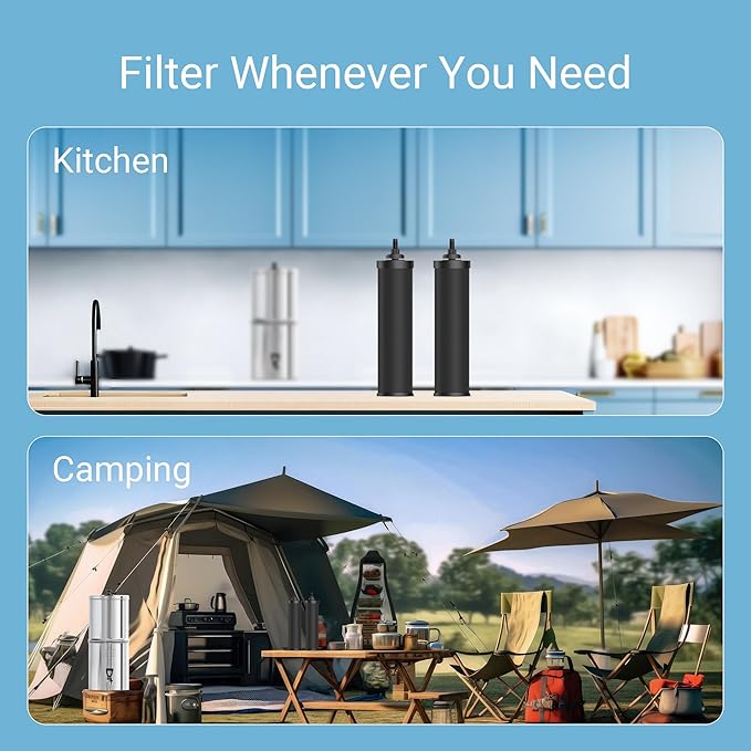 [New Upgraded Ultrafiltration] AQUA CREST Black Water Filter, Replacement for Berkey® BB9-2® Black Purification Elements, Berkey® Gravity Water Filter System, 2 Pack
