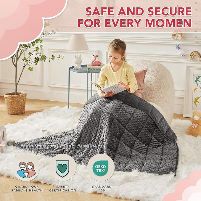 CuteKing Weighted Blanket - Weighted Blanket with Premium Glass Beads - Heavy Blanket Crystal Velvet for Comfort Sleep - Thick Blanket All Season (3lbs, 20"x30", Grey Bubble)