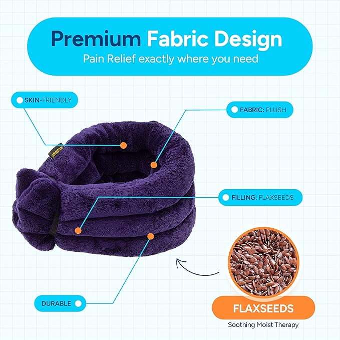 SunnyBay Microwave Heating Pad, Microwavable Heated Neck and Shoulder Wrap, Multipurpose Moist Hot/Cool 2.5lb Bean Bag Pack with Plush Cover and Elastic Fastener, 26x6 Inches, Wider Purple