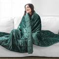 Aemicion Queen Size 20lbs Weighted Blanket for Adults, Fluffy Warm Sherpa & Cozy Soft Flannel Snuggle Thick Heavy Blanket Great for Sofa Bed, 60x80in Green