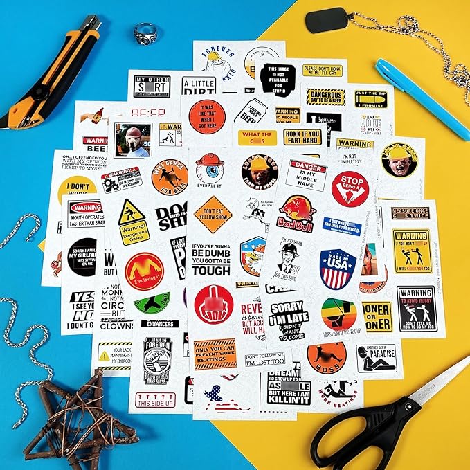 BulbaCraft Funny Hard Hat Stickers for Men - Hardhat Stickers, Tool Box Decals, Toolbox Accessories - Construction, Mechanic Helmet Decals for Adults, Gifts for Women & Men