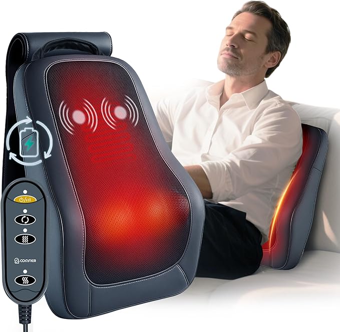 COMFIER Cordless Back Massager with Heat,Vibration & Shiatsu Neck Back Massager for Pain Relief Deep Tissue,Rechargeable Nekc Shoulder Massager Portable,Gifts for Mom Dad