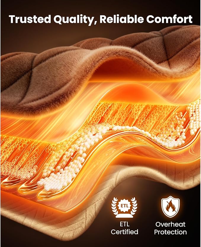 BOB AND BRAD Far Infrared Heating Pad, FSA-HSA Eligible Weighted Electric Heat Pad for Back, Period Cramps & Muscle Pain, 6 Heat Levels, Adjustable Belt, Auto-Off & Moist Heat Therapy, Large 12x24