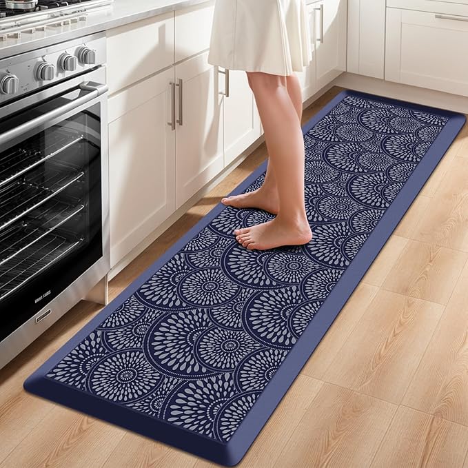 Mattitude 4/5 Inch Kitchen Mat, 24x70in Heavy Duty Ergonomic Comfort Foam Standing Desk Mat, Waterproof Non-Slip Standing Mats and Rugs for Kitchen, Office, Blue
