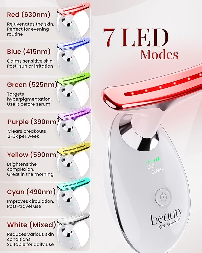 Face Massager Tool, Face Sculpting Tool with 7-Color LED Light Therapy, Ionic Facial Device with Warm Treatment, Rechargeable USB-C, Gift Box + Storage Pouch