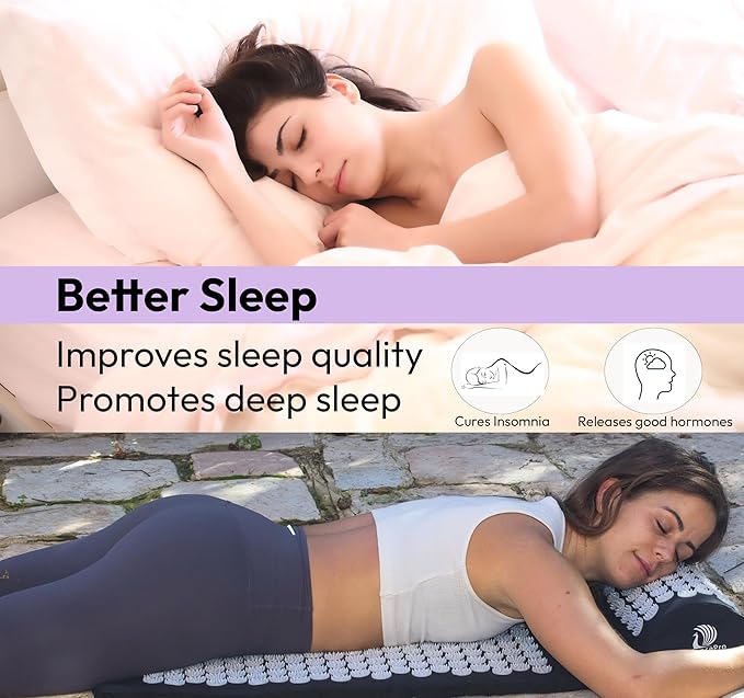 Acupressure Mat & Pillow Set – Extra-Long 29” Acupressure Therapy for Back & Neck Pain Relief, Sciatica, Stress Relief & Sleep Support – Includes Carry Bag & Hot/Cold Pack (Purple)