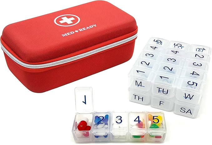 e-Pill MedReady Case – Weekly Pill Organizer with 5 Daily Compartments for Medications & Vitamins
