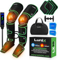 Lunix LX10 FSA Full Leg Massager with Heat & Air Compression, Foot Calf and Thigh Massage Boots for Everyday Recovery, Adjustable Fit, Cold Therapy Option, Handheld Controller, Forest Green