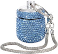 Bling Rhinestone Pill Bottle Organizer Daily Travel Pill Case Container Ring Holder Small Medicine Holder Box for Vitamin Supplement Gum with Keychain(Light Blue)