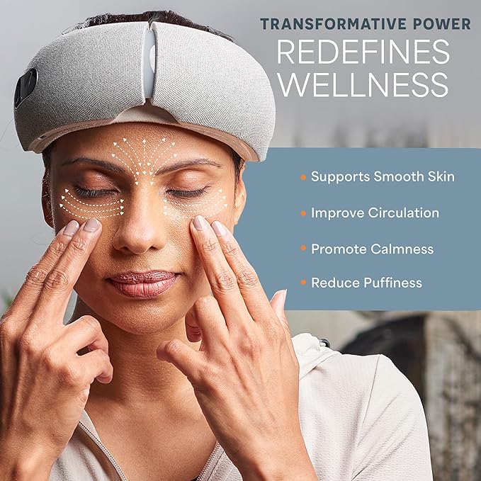 LifePro Portable Eye Massager with Heat and Vibration - Oculax 4 Soothing Modes for Compression Massage to Help Reduce Puffy and Dry Eyes-Rechargeable Heated Migraine Mask with Bluetooth Music