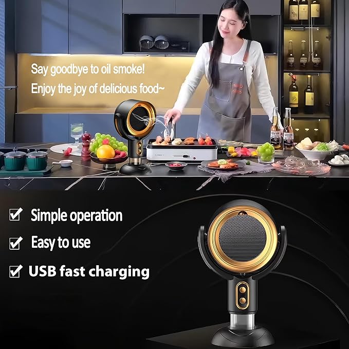 PuffHide Smoke Purifier for Smoking Indoors, Portable Range Hood with Detachable Smoke Fan & Washable Filter, Compact Exhaust Fan for Indoor BBQ, Hot Pot & Kitchen Use
