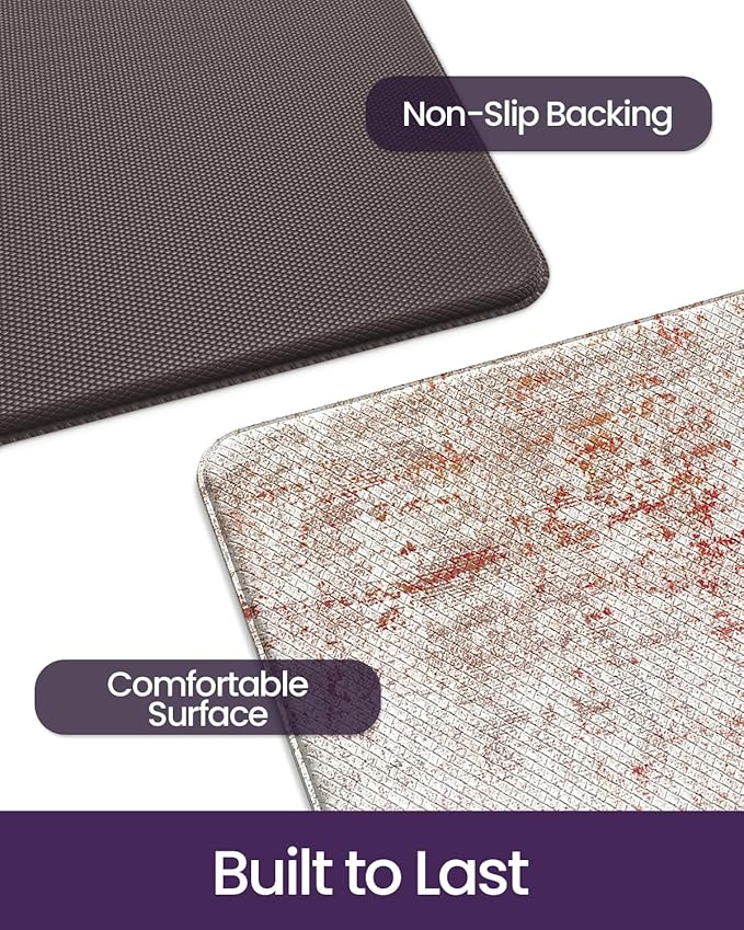 DEXI Kitchen Mats Cushioned Anti Fatigue, 23x86 Floor Padded Runner Rug Non Slip, Waterproof Standing Comfort Memory Foam for Front Sink Laundry, Red