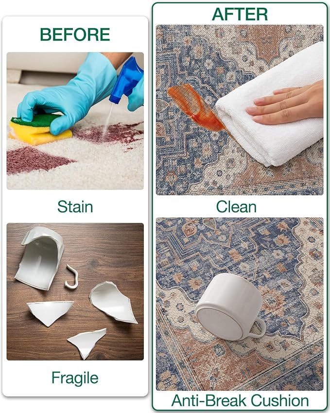 LUMI Anti Fatigue Kitchen Mat, Waterproof & Stain-Resistant Cushioned Standing Mat, Non-Slip Comfort Rug for Kitchen, Sink, Laundry, Home Office, 17" x 59", Indigo