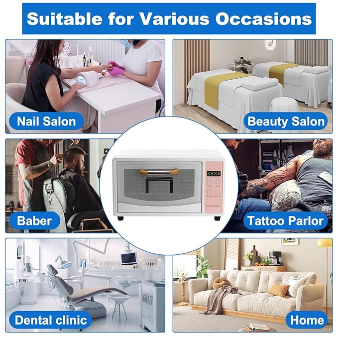 Sterilizer for Nail Tools, 10L Multifunctional Nail Tool Cleaning Machine, Nail Tool Sterilizer with 167℉ Hot Air, Adjustable Tiers, LED Display, For Hair, Salon, Spa, Nail, Salon (Pink)