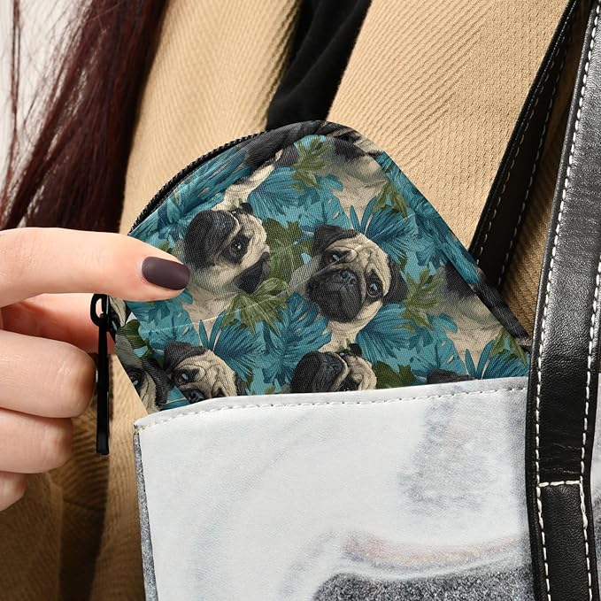 Pill Organizer Case Pouch Hawaiian Pug Print for Travel, Portable Pill Box Supplement Holder 7 Days