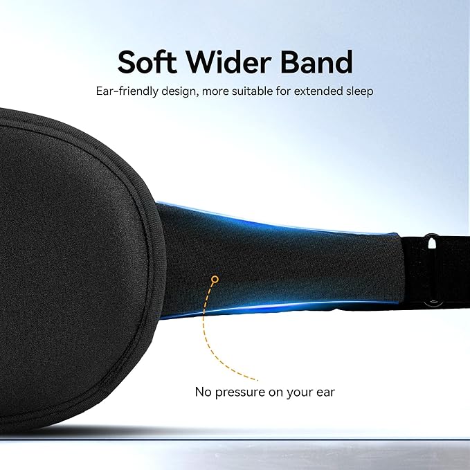 Blackout Sleep Mask for Men & Women: Weighted 3D Contoured Night Eye Cover, Zero Pressure Adjustable Strap & Breathable Fabric, Airplane Travel, Road Trips, Students,Meditation & Yoga Essentials,Black