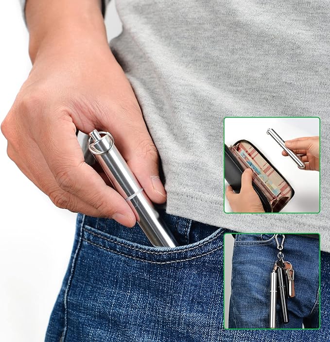 Aluminum Metal Storage Tube Container (5 Packs)，Urekt Cute Small Pill Box Case Waterproof Joint Holder Fit in Pocket Purse Portable for Travel and Outdoors