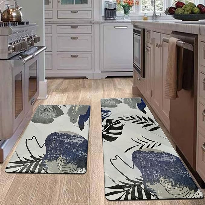 Homcomoda Kitchen Rugs and Mats Non Skid Anti Fatigue Kitchen Mats for Floor 2 Piece Boho Cushioned Kitchen Rugs Waterproof Comfort Standing Mat for Kitchen Sink Office Laundry