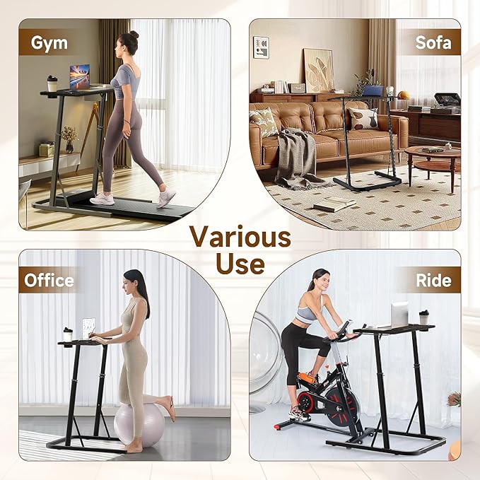 VTORY Adjustable Standing Desk for Walking Pad Treadmill, Desk for Bike/Cycling, Stand Table for Treadmill Walking Pad, Bike/Walking Pad/Treadmill Trainer Desk Stand, Attachment, Bar for Walking Pad
