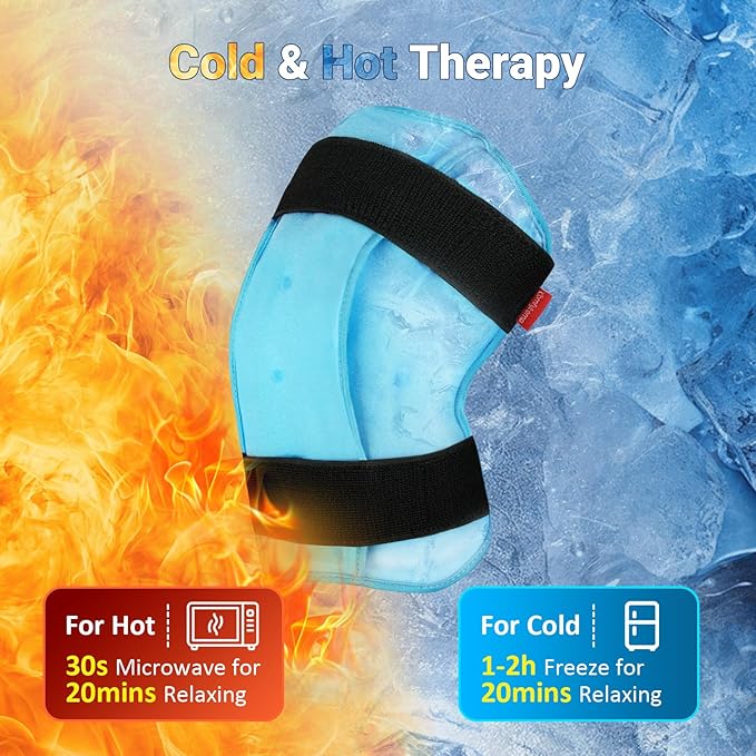 Comfytemp 3D Knee Ice Pack Wrap for Injury Reusable Gel, Knee Cold Pad Brace Physical Therapy for Meniscus Tear, Leg Pain, Replacement, Arthritis, Muscle Recovery, After Surgery Use