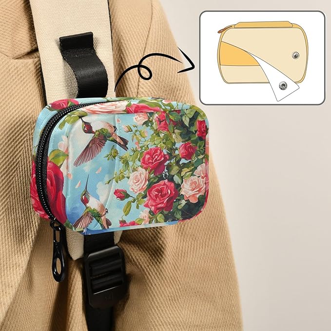 Cartoon July 4th Red Roses and Hummingbirds Travel Pill Organizer Weekly Small (Cute) Pill Box 7 Day Pill Case Vitamin Holder Pill Bottle Organizer