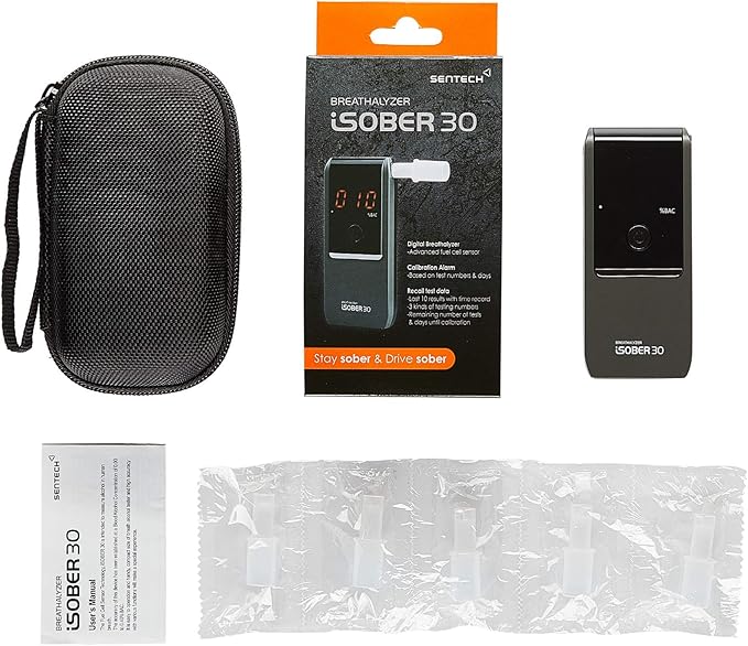 iSOBER30 Breathalyzer | DOT, NHTSA Compliant | Suracell FuelCell Sensor Technology | Portable Professional Alcohol Tester