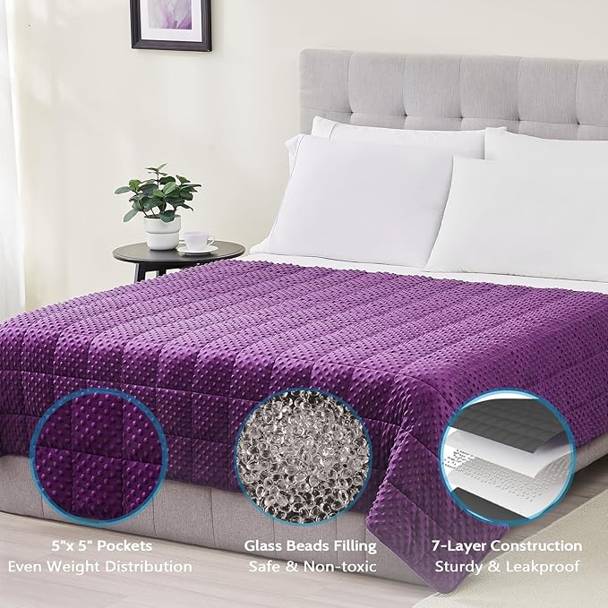 L'AGRATY Weighted Blanket - 36"x48" 5lbs Minky Dots Heavy Blanket with Glass Beads Soft Breathable for All-Season Summer Fall Winter Thick Comfort for Sleeping
