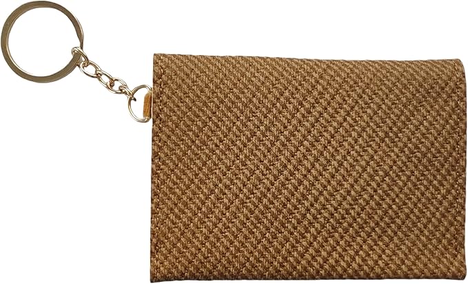 Birth Control Pill Case Wallet PU Leather Medicine Holder Keychain (Brown)