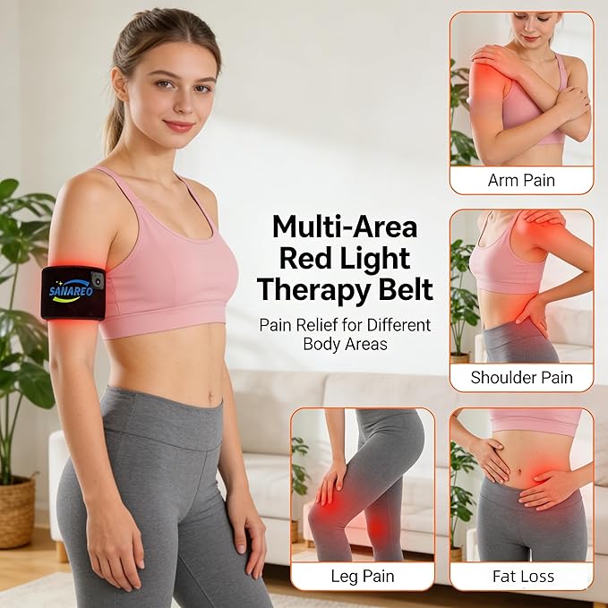 Red Light Therapy Belt for Body, Portable 660nm & 850nm Near Infrared & Red Light Therapy Device Features 4 Timer Modes for Back Waist Calves Arms for Women and Men(Black)