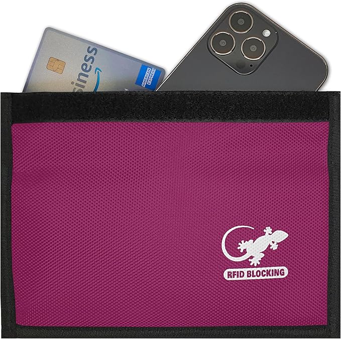 Gecko Travel Tech Pink Nylon Faraday Bag - Signal Blocker for Cell Phone, Car Key FOB, Data Privacy (PINK - NYLON)