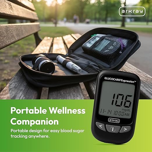 ARKRAY GLUCOCARD Expression Blood Glucose Monitor Kit – Audio-Enabled, Auto-Code Blood Glucose Monitoring System - Includes 10 Test Strips, 10 Lancets, 1 Lancing Device & 1 Bottle Control Solution