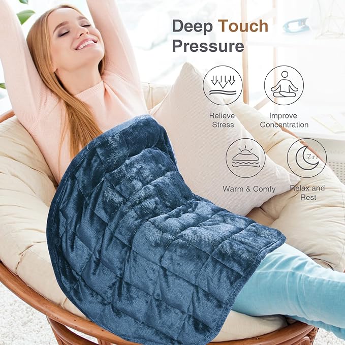 Alomidds Weighted Blanket 7lbs for Adults, Cozy Breathable Weighted Lap Blanket, Small Weighted Blanket Travel, Weighted Lap Pad for Sofa, Couch, Bluish Gray, 29" x 24"