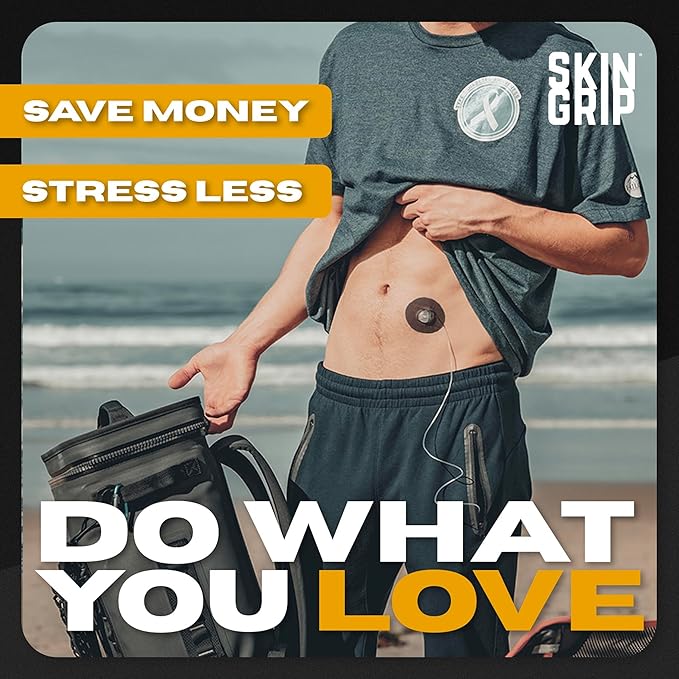 Skin Grip Universal Adhesive Patches for CGM and Insulin Pumps with Cutout (20-Pack) 0.8-Inch Hole, Waterproof & Sweatproof for 10-14 Days, Glucose Monitor Patch, Diabetic Sensor Cover, Basics Pack