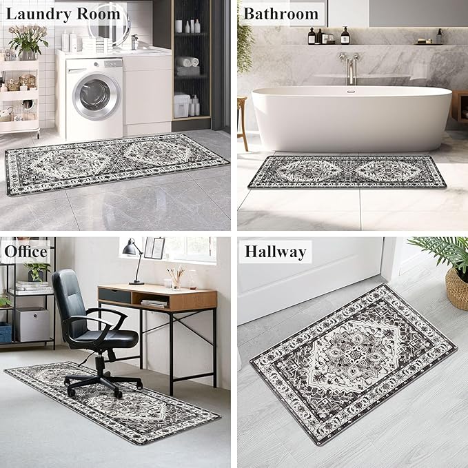 Cushioned Kitchen Rug Sets 3 Piece Anti Fatigue Kitchen Mats for Floor Non Slip Waterproof Kitchen Rugs and Mats Comfort Standing Mat Runner for Home Office,Sink,Laundry