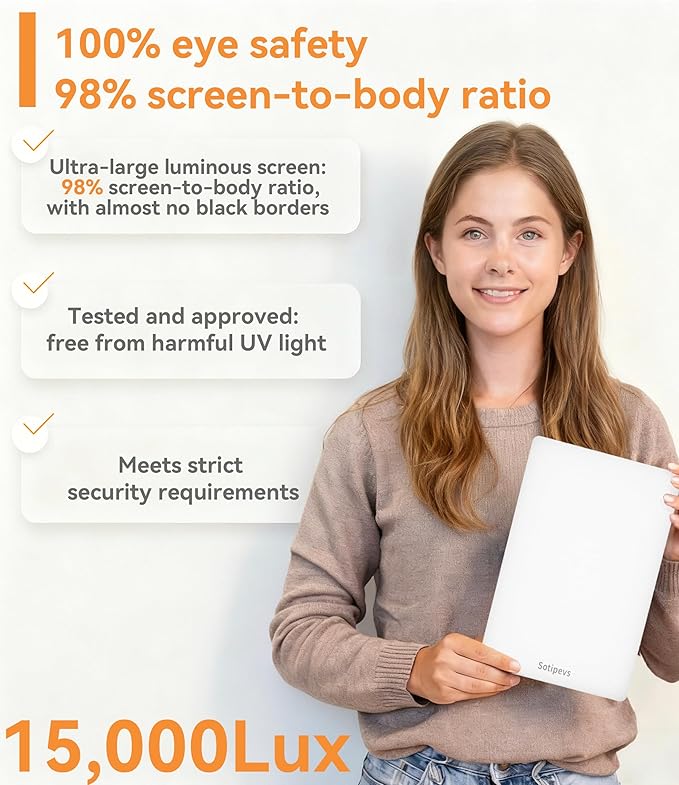 Light Therapy Lamp, 15,000 Lux Happy Lamp, Adjustable Brightness UV-Free, Touch Control Sun Lamp with Memory Function Timer - Ideal for Home Office Desk Use to Boost Mood, Focus