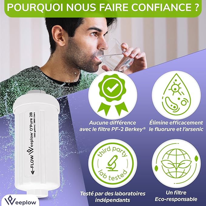 Weeplow O'Pure 2B – 2 Water Filters, Fluoride and Arsenic Reducing Elements, Compatible with O'Pure 2 and Black Berkey Carbon Filters