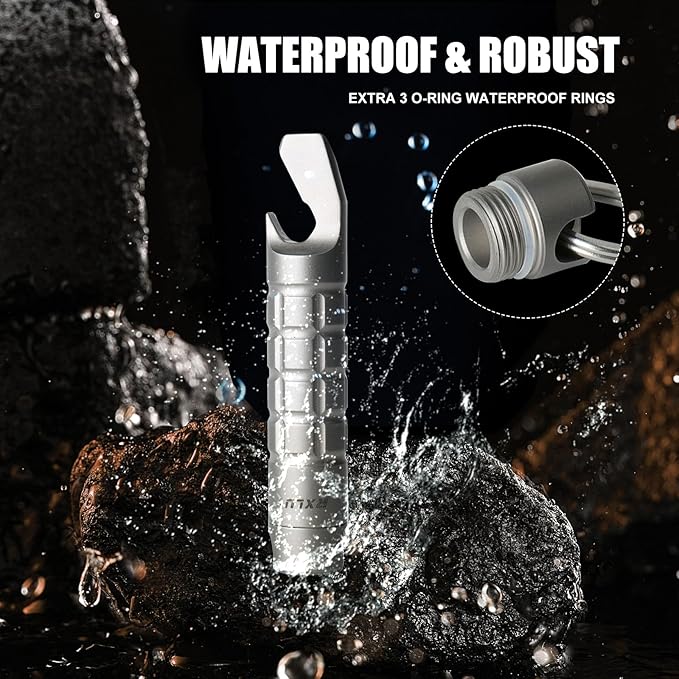 Titanium Keychain Pill Holder Pry Bar, Waterproof Emergency Pill Fob Organizer Container Case, Portable Purse Pocket Prybar Box for Outdoors Camping Travel EDC Accessories