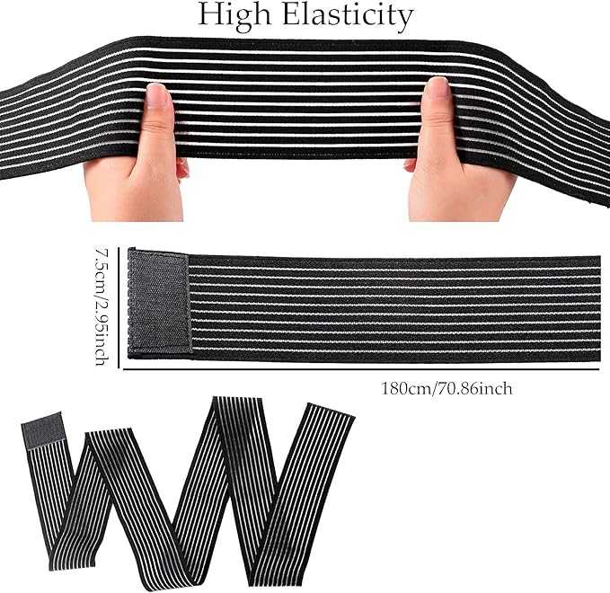 Syhood Compression Bandage Wraps for Leg, Elastic Calf Compression Sleeve Ankle Support, Adjustable Plus Size for Men and Women Stabilising Ligament, Joint Pain, Sports(6 Pieces,71 Inches)