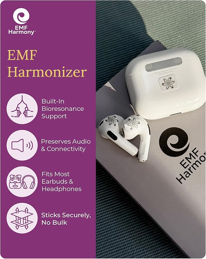 Bio-Energetic Wellness Stickers for AirPods & Wireless Headphones - Resonance Based Technology and Harmony - Set of 3 for Earbuds & Case