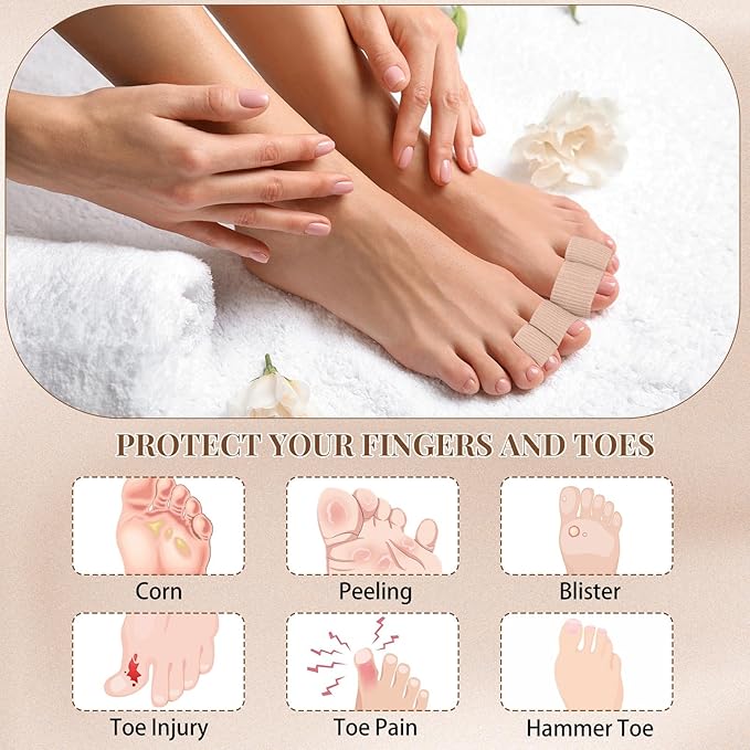 Blulu 24 Pieces Toe Tubes 0.98 Inches Cushion Tube Corn Pads for Toes Sleeves Soft Gel Protectors for Cushions Corns Blisters Calluses 3 Size(Skin Color,Medium,Large)