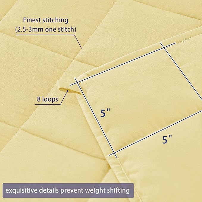 yescool Weighted Blanket for Adults (20 lbs, 60” x 80”, Yellow) Cooling Heavy Blanket for Sleeping Perfect for 190-210 lbs, Queen Size Breathable Blanket with Premium Glass Bead, Machine Washable